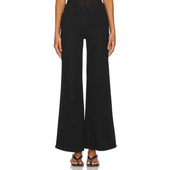 NWT Mother The LIL Twister Sneak in Pitch Black Wide Leg Stretch Jeans 27 - Picture 1 of 11